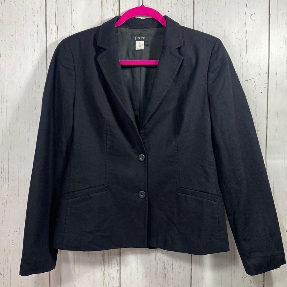 J.Crew Wool Blazer Size 8 Black Classic Tailored Office Minimalist Classic